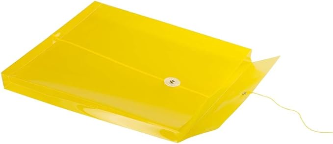 JAM PAPER Plastic Envelopes with Button & String Tie Closure - Letter Open End - 9 3/4 x 11 3/4 - Yellow - 12/Pack