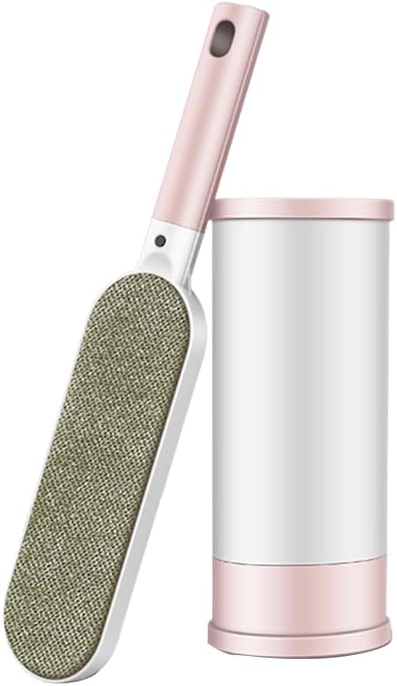 Double Sided Self-Cleaning Pet Hair Remover Brush - Reusable Lint Brush for Laundry & Clothes, Dog Cat Fur Tool (Pink)