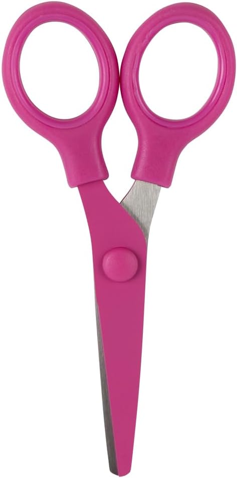 JAM PAPER Multi-Purpose Mini Scissors - 5 Inch - Pink - Soft Grip & Stainless Steel Precision Blades - Sold Individually