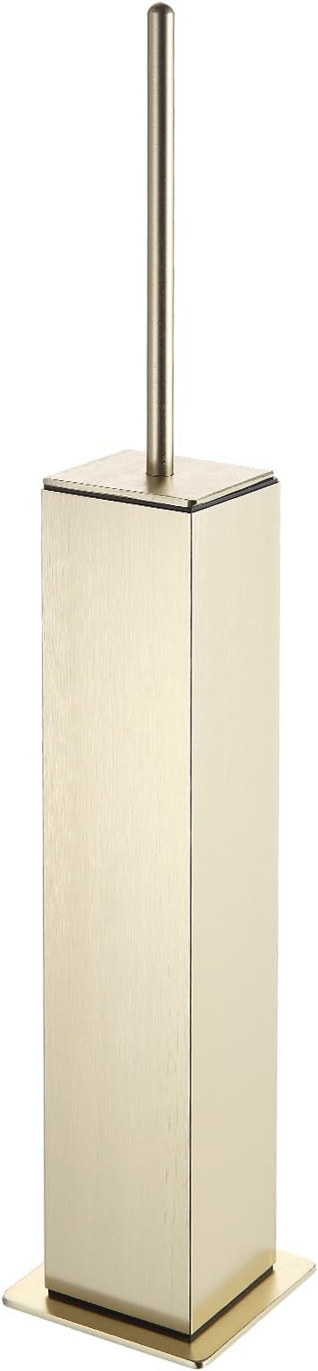 BGL Toilet Brush with Holder Set Brushed Gold Aluminium Standing for Bathroom Toilet Bowl Cleaner Brush and Holder Set, Square Design