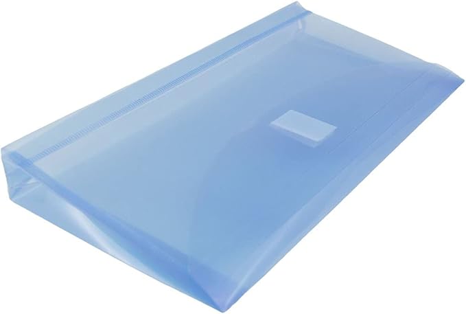 JAM PAPER Plastic Expansion Envelopes with Hook & Loop Closure - #10 Booklet Wallet - 5 1/4 x 10 with 1 Inch Expansion - Blue - 12/Pack