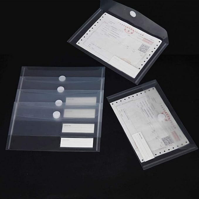 YoeeJob Plastic Envelopes with Hook & Loop Closure, 6x10 Receipt Envelope Money Cash Coupon Organization with Label Pocket, 24 Packs