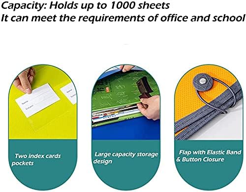 Expanding File Folder Document Organizer with Elastic Cord & Button Closure, Letter Size, 3.5" Expansion, Letter A4 Expandable File Folder for Home School Office Organization, 3 Pack