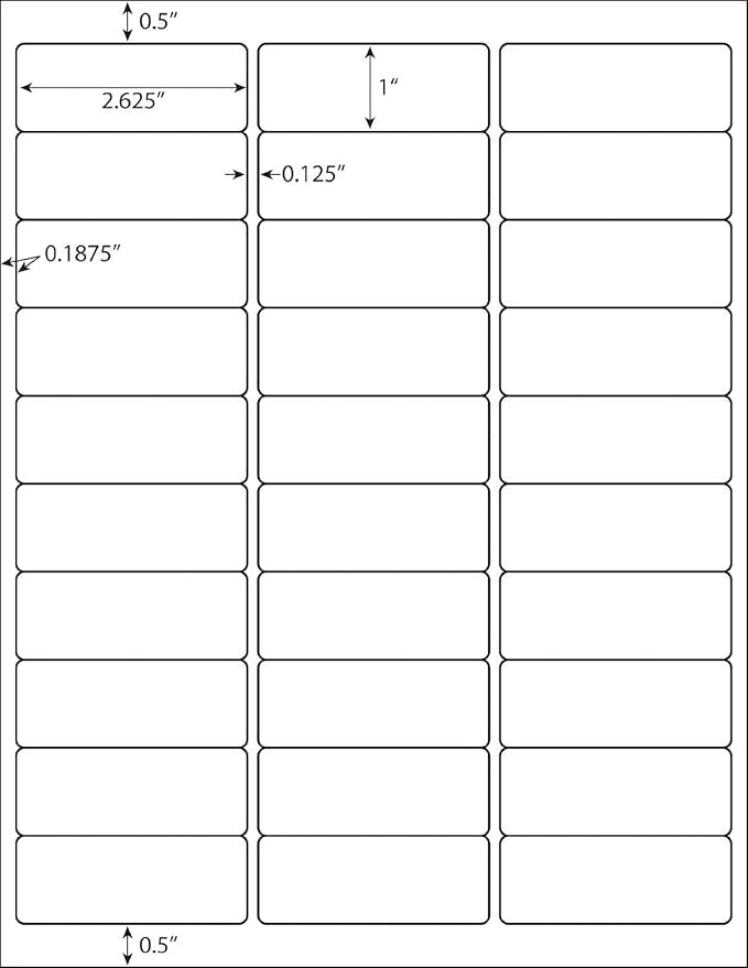 SJPACK 30-up Labels 150000 Stickers 5000 Sheets 2.625 x 1 FBA Address Labels White Mailing Labels for Laser and Injet Printers