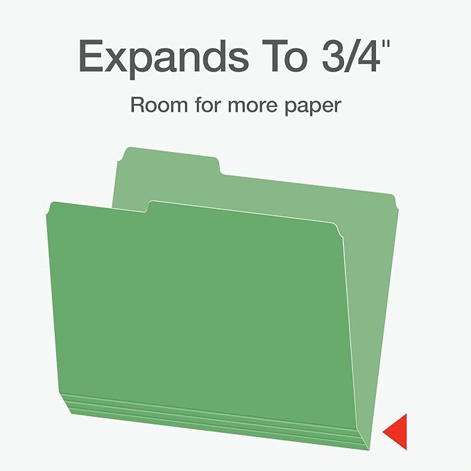 Pendaflex Heavyweight File Folders, Assorted Colors, Letter Size, 1/3-Cut Tabs, Extra Durable, 50/Box, Great for Office Filing & Organization (1006536)