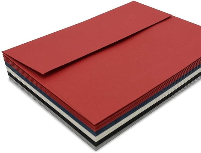 A7 Printable Red Envelopes 5X7 50 Pack - Quick Self Seal,for 5x7 Cards| Perfect for Weddings, Invitations, Photos, Graduation, Baby Shower| 5.25 x 7.25 inches，AZAZA