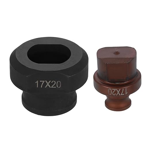 HARFINGTON Hydraulic Hole Punch Die 17x20mm Slotted Hole 40Cr Steel Electric Punching Kit for MHP-20 JP-20 Electric Punching Machine, Burgundy & Black