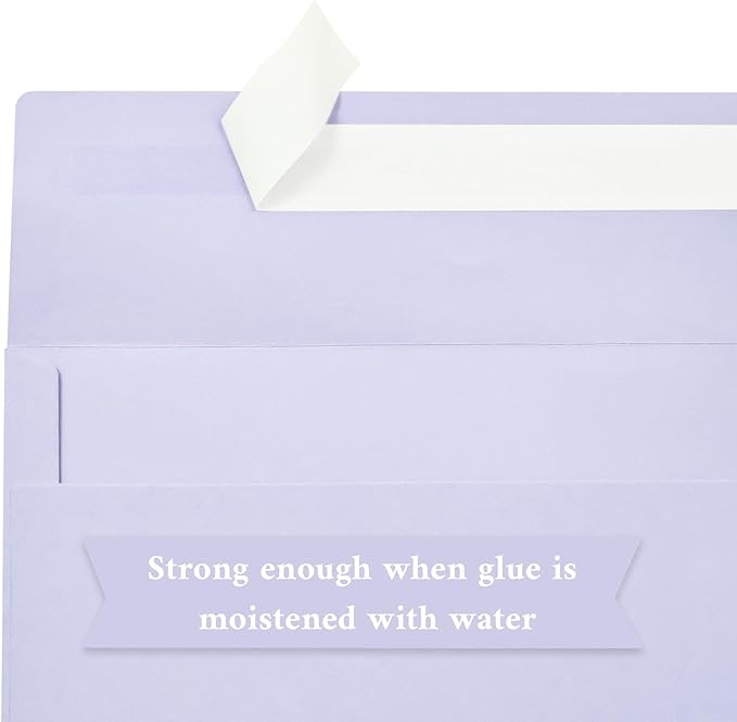 50 Pack #10 Business Envelopes, Light Purple Standard Envelopes Self Seal, Letter Size Mailing Envelopes for Checks Letters Invoices Statements Birthday Graduation Wedding, 4 1/8 x 9 1/2 Inch