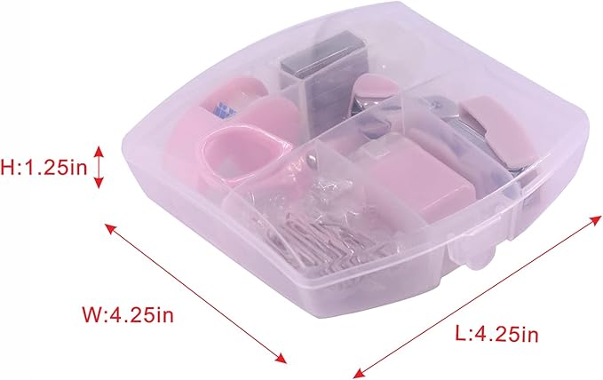 Mini Office Supply Kits Mini School Supplies – Includes Mini Stapler,Scissors, Staple Remover, Staples, Tape Dispenser (Pink)