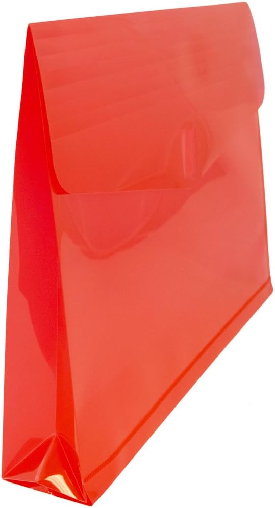 JAM PAPER Plastic Expansion Envelopes with Hook & Loop Closure - Letter Booklet - 9 3/4 x 13 with 2 Inch Expansion - Red - 12/Pack