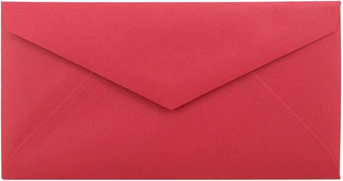 JAM PAPER Monarch Colored Envelopes - 3 7/8 x 7 1/2 - Red Recycled - Bulk 250/Box