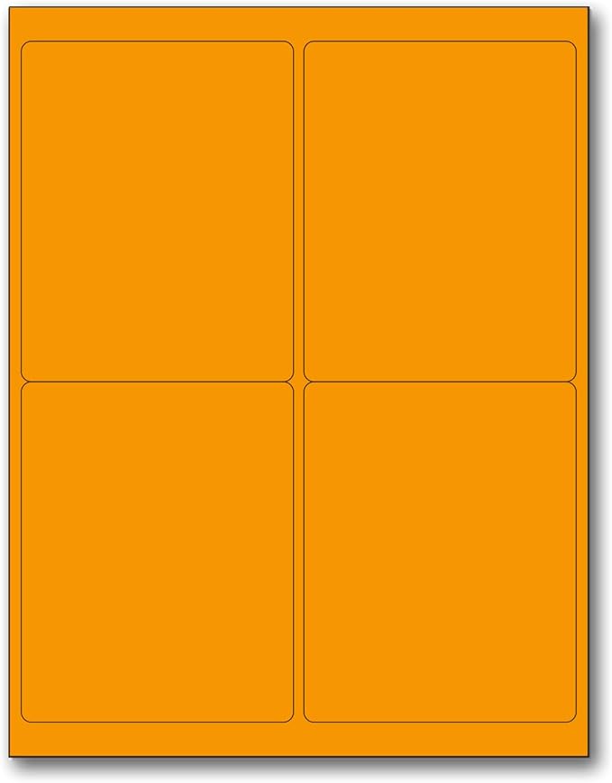 NextDayLabels - 8-1/2 x 11" Neon Color High Light Fluorescent Labels for Laser & Inkjet Printer (Orange Fluorescent, 4 x 5" - 4 Per Page | 400 Labels)