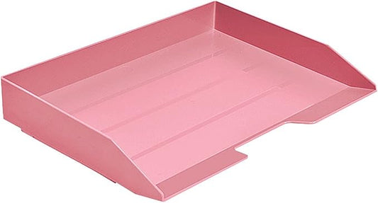 Acrimet Stackable Letter Tray Single Side Load, Plastic, Desktop File Organizer (Solid Pink Color) (1 Unit)