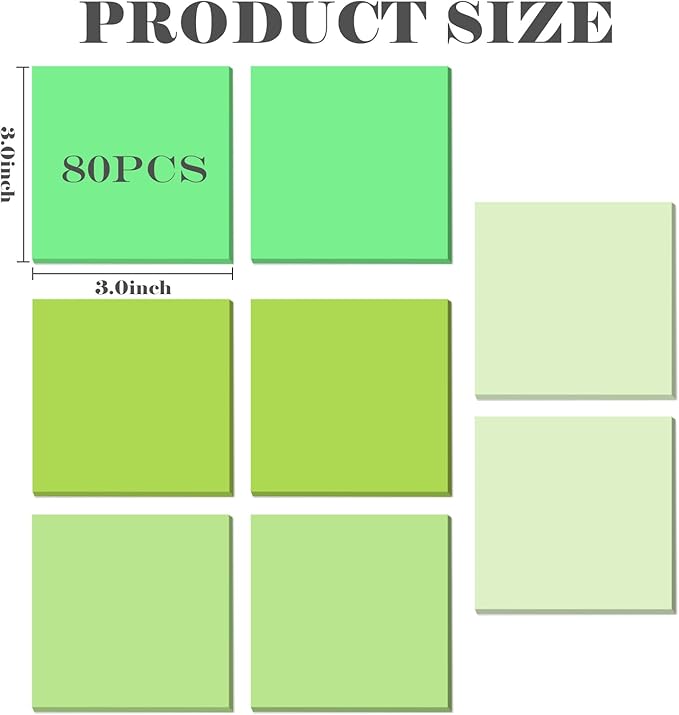 BAYTORY 640 Sheets Pop Paper Up Sticky Notes, 3 x 3 Inches, Self-Sticky Note Pads, Green Gradient Sticky Pads, Memo Pads for School Office Home Desk Accessories (Green Series)