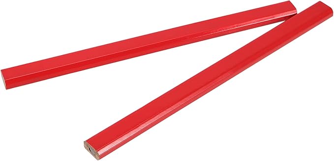 SINJEUN 144 Pieces 7 Inch Red Carpenter Pencils, Octagonal Flat Wooden Pencil, Professional Medium Hard Graphite Hard Carpenter Woodworking Marking Pencils