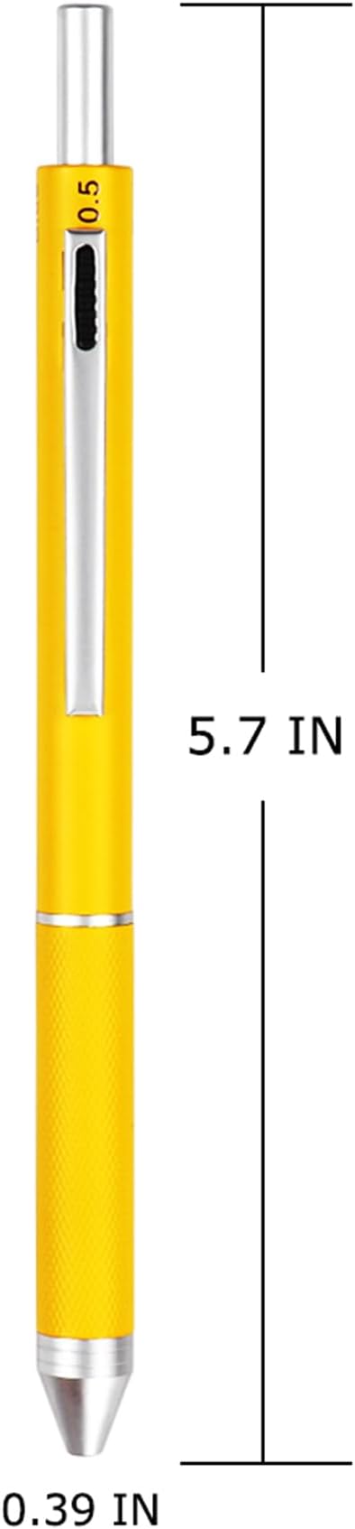 DUNBONG 4 in 1 Multicolor pen, Metal Cased Multifunction Pen, 0.5mm Mechanical Pencil, Red, Blue and Black Ball Pen, 1-Count (Yellow)