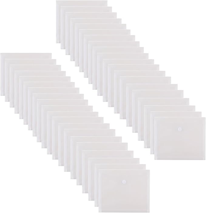 8.5 x 11 Letter Sized Clear Plastic Envelopes with Expanding Gusset Document File Storage Holder 40 Pack Hook Loop Closure