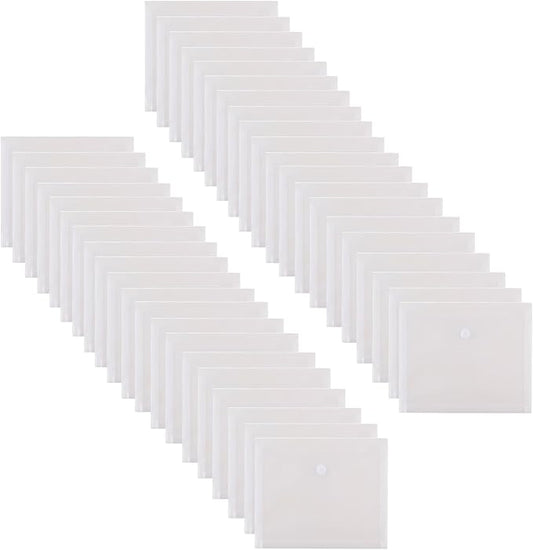 8.5 x 11 Letter Sized Clear Plastic Envelopes with Expanding Gusset Document File Storage Holder 40 Pack Hook Loop Closure