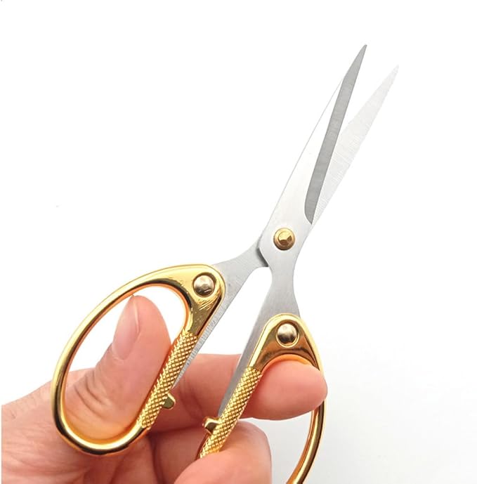 5" All Stainless Steel Office Scissors,Ultra Sharp Blade Shears,Sturdy Sharp Scissor for Office Home School Sewing Fabric Craft Paper Multipurpose Scissors Gold