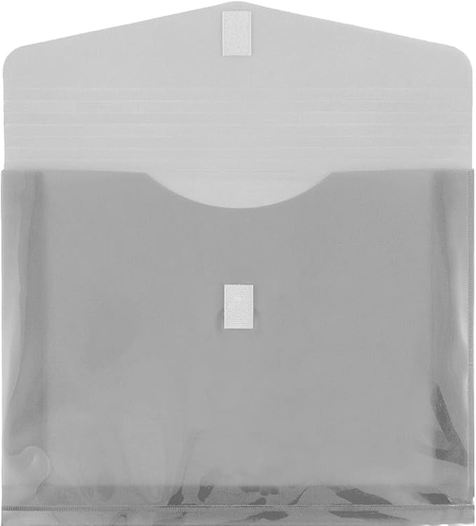 JAM PAPER Plastic Expansion Envelopes with Hook & Loop Closure - Letter Booklet - 9 3/4 x 13 with 2 Inch Expansion - Smoke Gray - 3/Pack