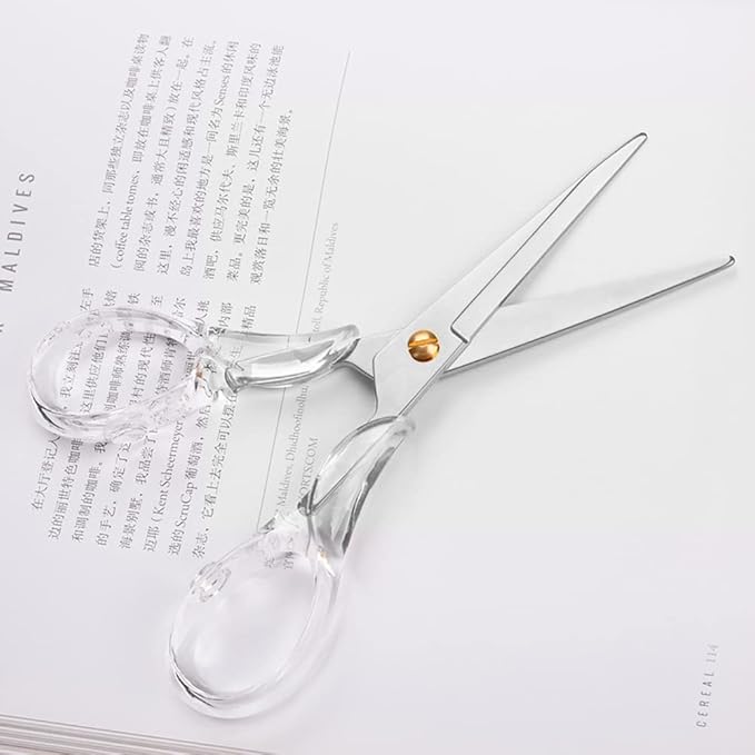 Gold Scissors, Stainless Steel Blade with Acrylic Handle, All Purpose Scissor for Office, School, Home, Fabric Shears, Tijeras (6.3" Silver)