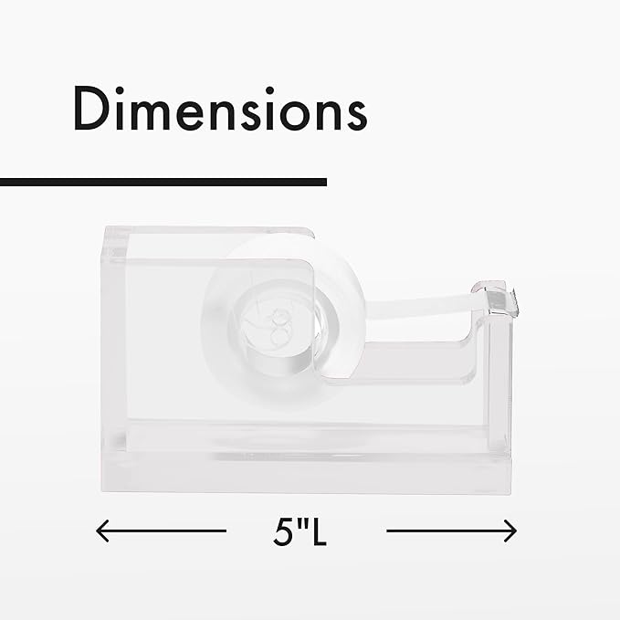 OfficeGoods Acrylic Tape Dispenser – Modern Desk Organizer for Office Supplies – Heavy Duty Refillable Tape Holder for Home and School Crafting – Stylish Desktop Accessory for Gift Wrapping, Silver