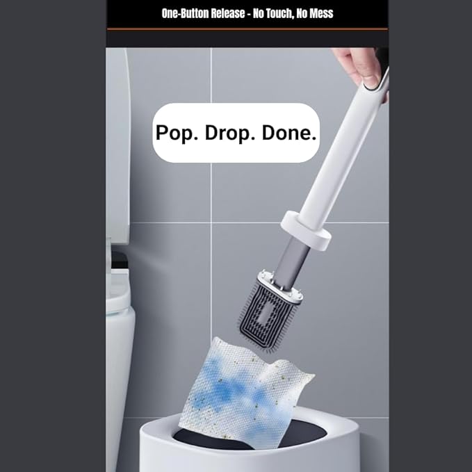CBUCKS Disposable Toilet Brush – Silicone Head, Hands-Free Wet Wipe Attachment, Easy & Mess-Free Cleaning