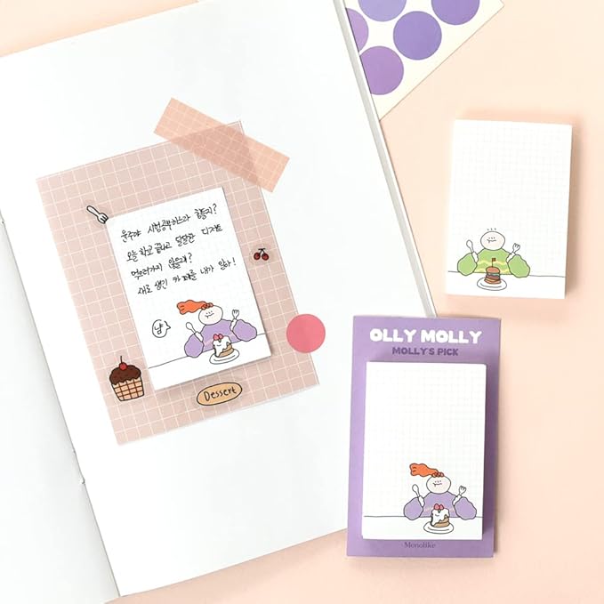 Monolike Grid Olly Molly, Coloring Sticky-it - 6p Set Self-Adhesive Memo Pad 50 Sheets