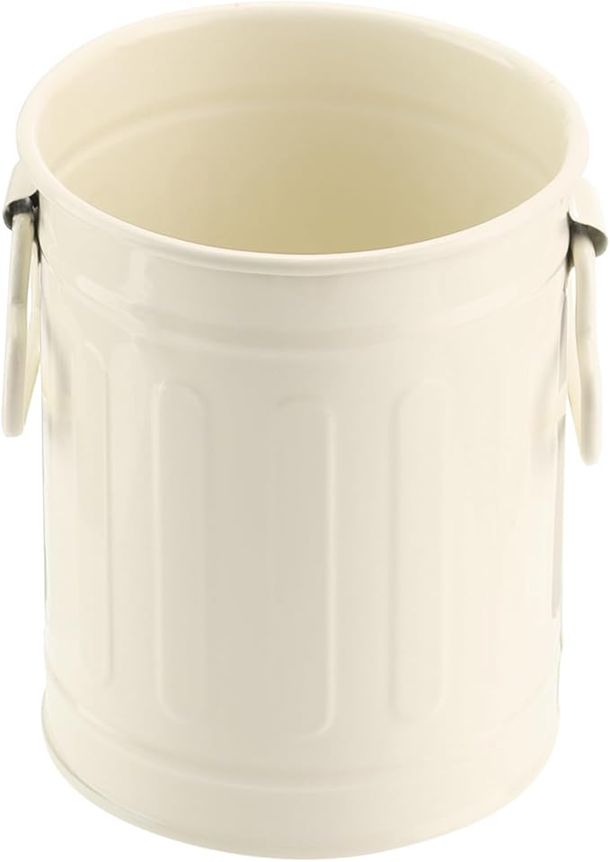 PATIKIL Barrel Pencil Holder, Metal Pen Holder for Desk Pencil Holders Cup Organizer with Handles Makeup Brush Holder Stationery Storage, White