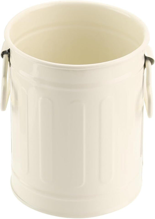 PATIKIL Barrel Pencil Holder, Metal Pen Holder for Desk Pencil Holders Cup Organizer with Handles Makeup Brush Holder Stationery Storage, White