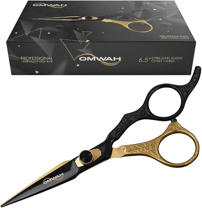 OMWAH - Professional 7.5" Hair Shear Made of Premium 440c Japanese Steel Scissors for Barbers and Salon Extreme Sharp Hair Scissors