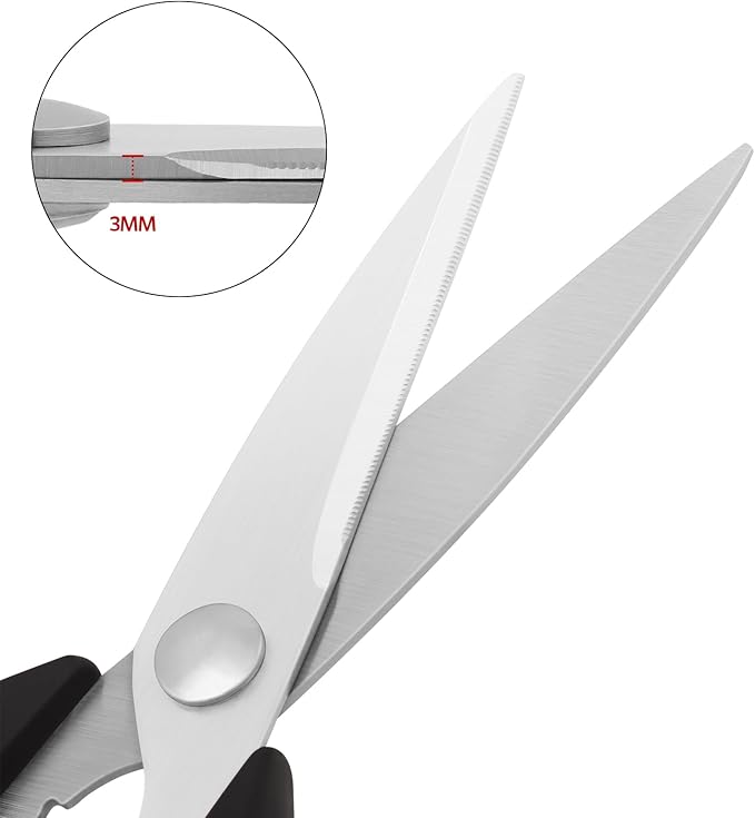 Kitchen Scissors, Stainless Steel Blades, Soft Grip, Multi-Purpose Heavy Duty Kitchen Scissors Set, Black/Grey, 2 Piece Set