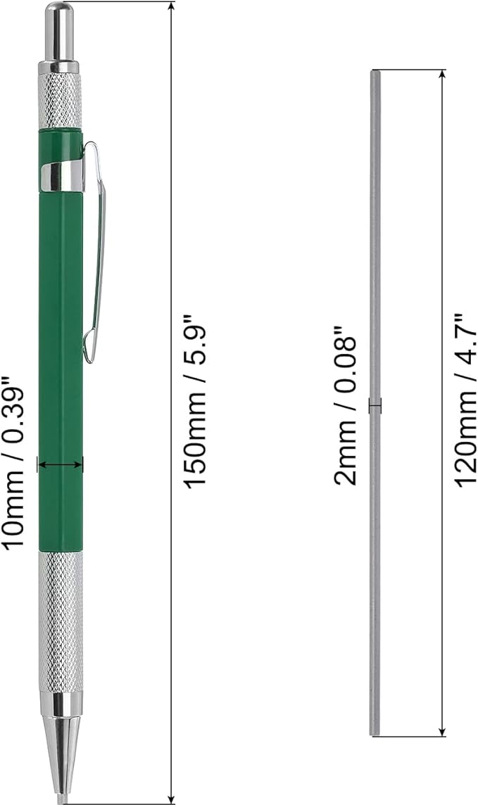 PATIKIL Mechanical Pencil with 12Pcs Multicolor Refills, Write Smoothly Portable Pencil with Built-in Sharpener for Drafting Painting Designing, Green