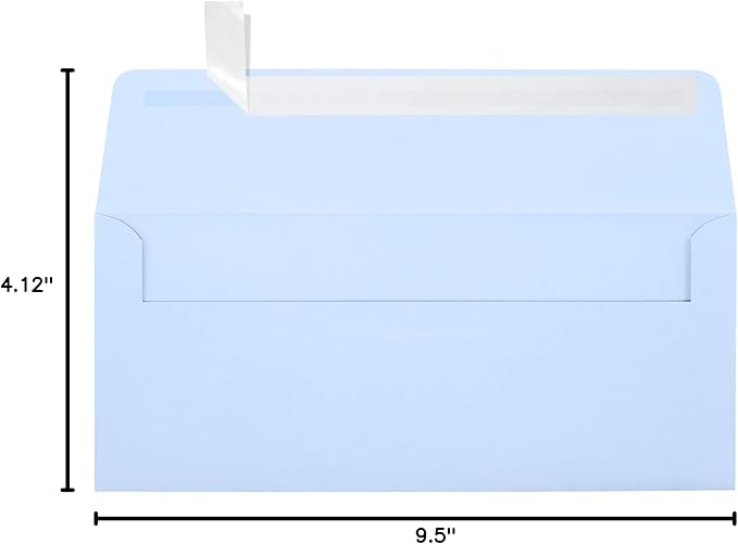 LUXPaper #10 Business Envelopes | Peel & Press | 4 1/8" x 9 1/2" | Baby Blue | 80lb. Text | 1,000 Qty