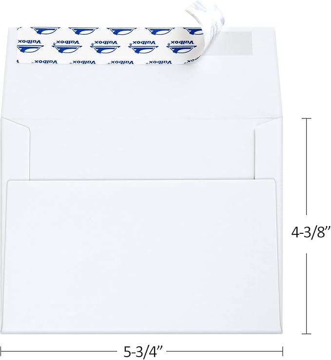 ValBox A2 Invitation Envelopes 4.375x5.75" White Envelopes Self Seal for Invitations, Photos, Wedding, Announcements, Thank you Notes, RSVP, Greeting Cards, 4-3/8 x 5-3/4 Inches (Pack of 200)