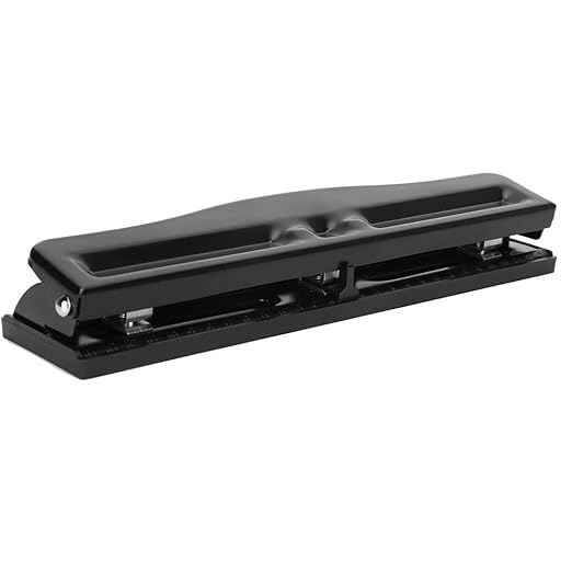 Akozon 3 Hole Adjustable Heavy-Duty Hole Punch, Black, Minimalist Style, Punctures Up to 10 Sheets, Metal Body, Iron Handle