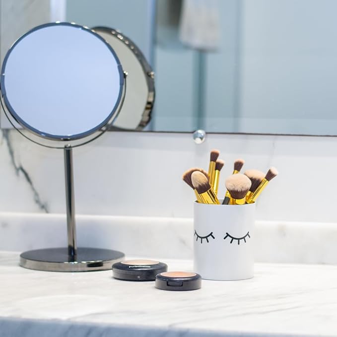 GEGUTON Makeup Design Pen Holder – Steel, White, Fun and Feminine Look – Organizes Pens and Accessories, Adds Charm to Desks, Great Gift Idea – Fun Collection