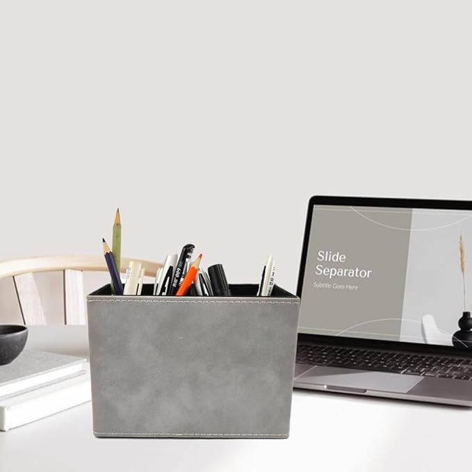 Pen Pencil Holder Cup Container Leather Desk Organizer Stand Decor Brush Scissor Holder Decoration Office Desk Home School