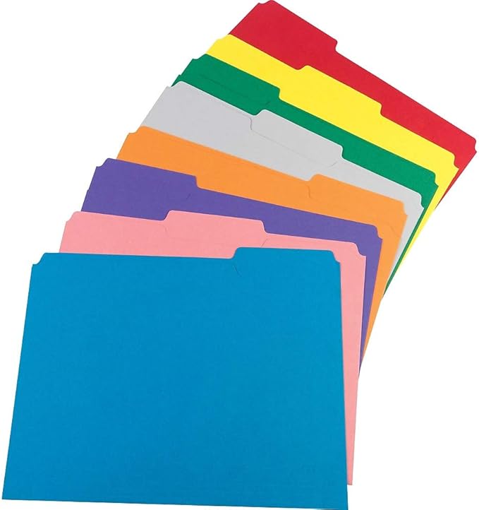 Staples 576937 Colored File Folders w/Reinforced Tabs Letter 3Tab Assortment A 250/BX