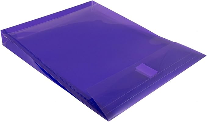 JAM PAPER Plastic Expansion Envelopes with Hook & Loop Closure - Letter Open End - 9 3/4 x 11 3/4 with 1 Inch Expansion - Purple - 12/Pack