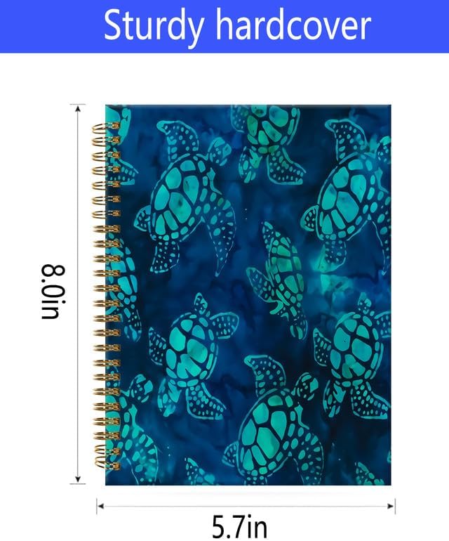 Spiral Journal Notebook,A5 Hardcover Lined Journals for Women Girl 6 x 8.3 in,120 Pages Thick Paper,Cute College Ruled Writing Notebook for Gifts Office Work School(Watercolor Blue Turtle)