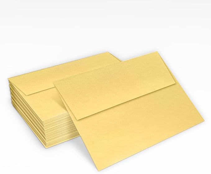 LUXPaper A2 Invitation Envelopes | Peel & Press | 4 3/8" x 5 3/4" | Gold Metallic | 80lb. Text | 50 Qty