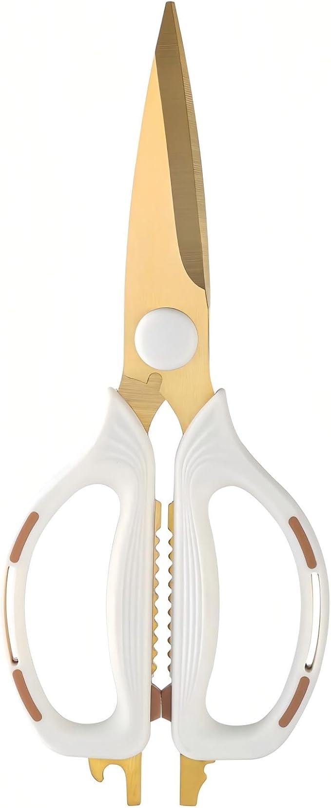 Kitchen Shears Scissors Food Scissors, 8-in-1 Multifunction Japanese Stainless Steel Meat Shears, Dishwasher Safe Sharp Shear All Purpose with Comfort Grip, Ideal for Everyday Use-White