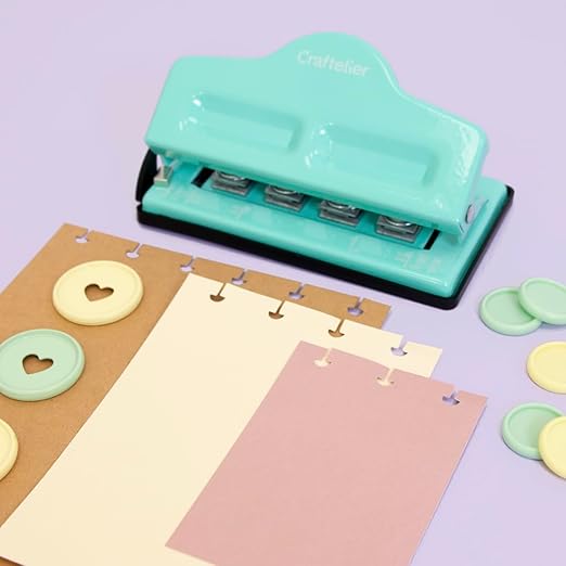 Craftelier - 4 Disc Planner Hole Punch | Adjustable Hole Puncher for Discbound Notebooks & Journaling Supplies | Punches up to 3 Sheets of 90 g/m2 | Aprox. Size 5.75" x 3.14" x 2.95"