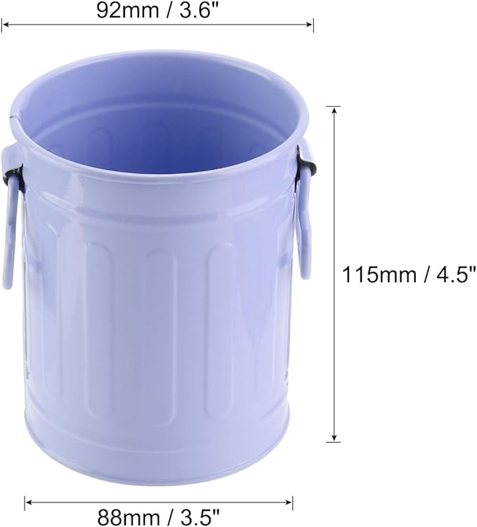 PATIKIL Barrel Pencil Holder, Metal Pen Holder for Desk Pencil Holders Cup Organizer with Handles Makeup Brush Holder Stationery Storage, Purple