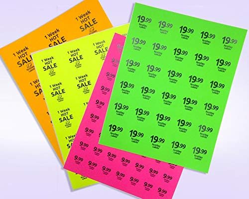 NextDayLabels - Pack of 100 Sheets, 8-1/2 x 11 Fluorescent Labels for Laser & Inkjet Printer (Pink Fluorescent, 1" Round - 63 per Page, 6300 Labels)