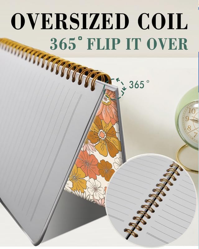 Spiral Journal Notebook,A5 Hardcover Lined Journals for Women Girl 6 x 8.3 in,120 Pages Thick Paper,Cute College Ruled Writing Notebook for Gifts Office Work School(Boho Flower)