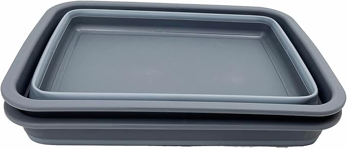 SAMMART 8L (2.1 Gallon) Set of 2 Collapsible Tub - Foldable Dish Tub - Portable Washing Basin - Space Saving Plastic Washtub (Grey)