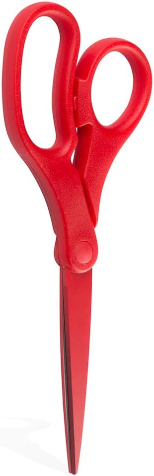 JAM PAPER Multi-Purpose Precision Scissors - 8 Inch - Red - Ergonomic Handle & Stainless Steel Blades - Sold Individually