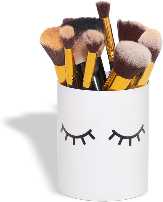 GEGUTON Makeup Design Pen Holder – Steel, White, Fun and Feminine Look – Organizes Pens and Accessories, Adds Charm to Desks, Great Gift Idea – Fun Collection